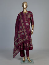 Purple floral kurti set with traditional printed elegance
