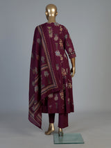 Purple floral kurti set with traditional printed elegance
