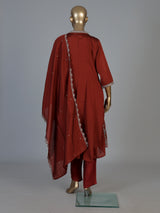 Pastel maroon silk anarkali kurti set with elegant dupatta pants