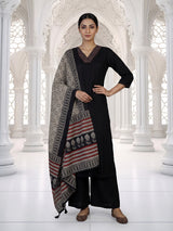 Black cotton kurti set with printed dupatta