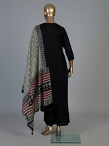 Black cotton kurti set with printed dupatta
