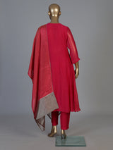 Rani pink tissue silk anarkali salwar suit with elegant dupatta pant