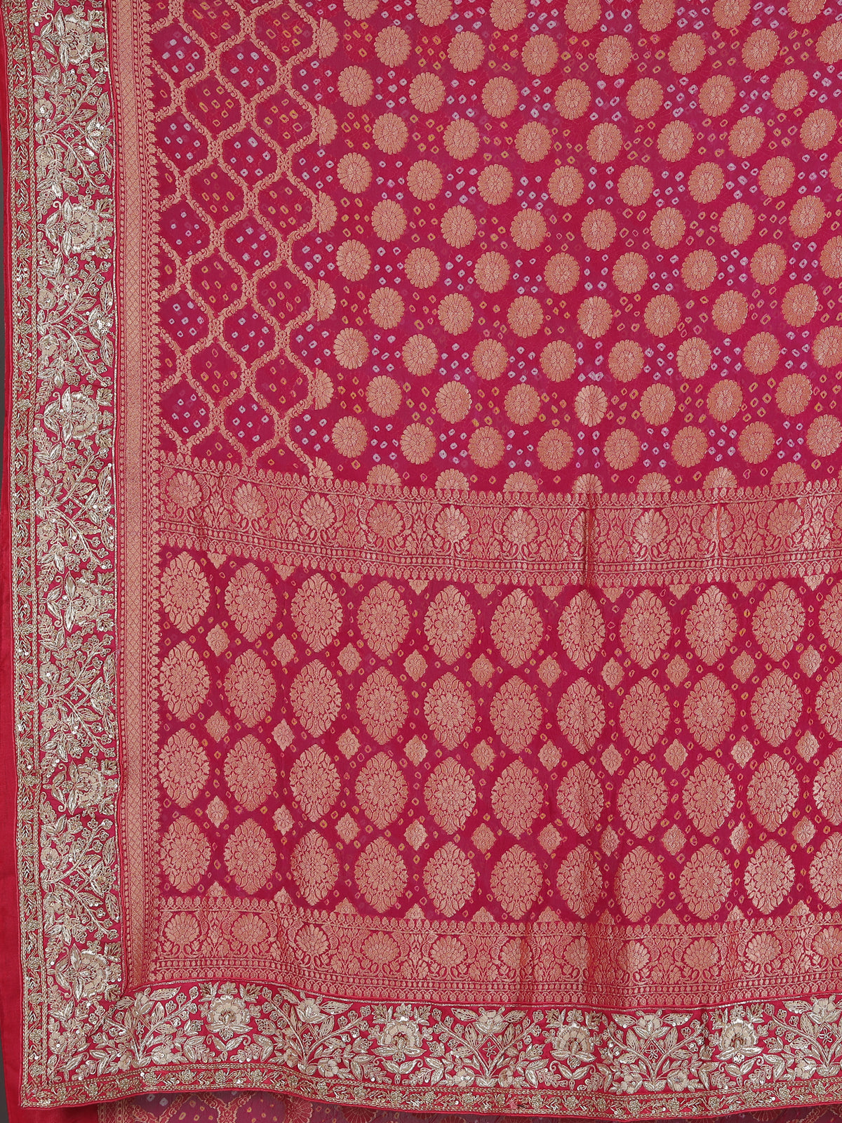 Rani pink georgette designer saree with festive elegance