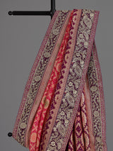 Red printed shaded dola silk saree for grand festive occasions