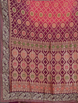 Red printed shaded dola silk saree for grand festive occasions