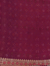 Red printed shaded dola silk saree for grand festive occasions