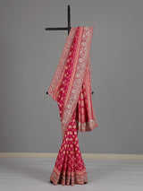 Rani pink georgette designer saree with festive elegance