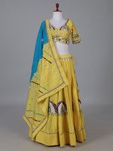 Yellow embroidered navratri wear lehenga choli