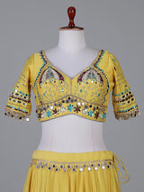 Yellow embroidered navratri wear lehenga choli