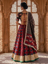 Maroon printed cultural lehenga choli for garba nights
