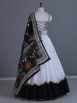 White tissue silk lehenga choli for navratri celebration