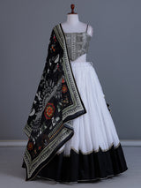 White tissue silk lehenga choli for navratri celebration