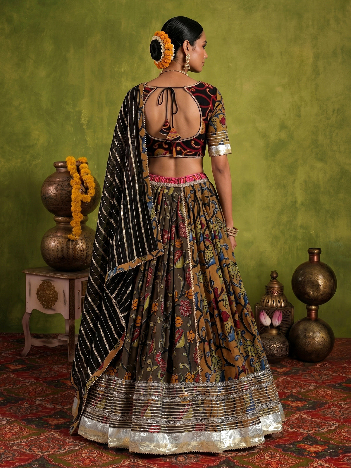 Multicolor cotton printed navratri lehenga choli
