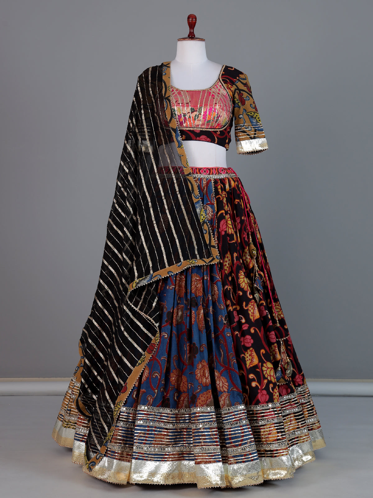 Multicolor cotton printed navratri lehenga choli