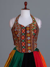 Multicolor halter neck navratri wear lehenga choli