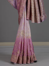 Light purple dola silk designer saree with festive shimmer work