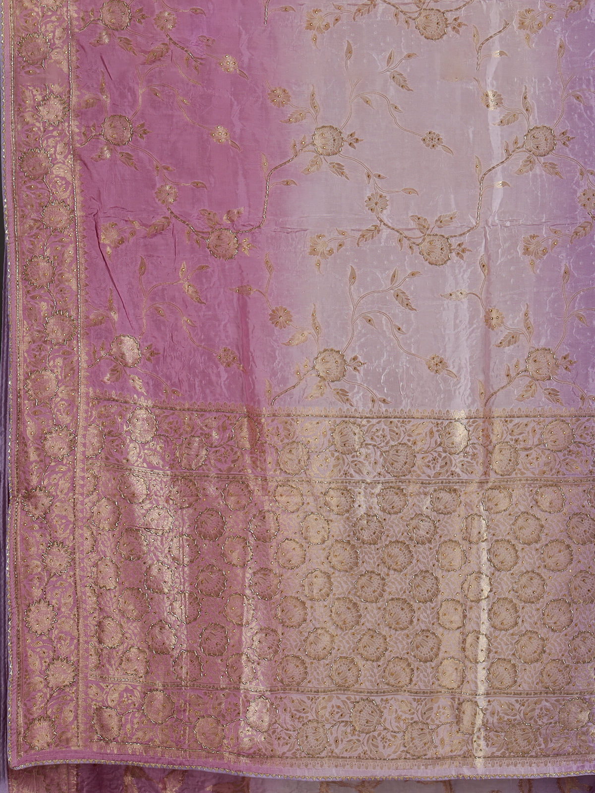 Light purple dola silk designer saree with festive shimmer work