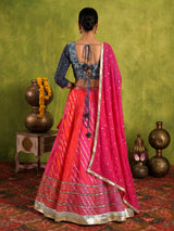 Pink silk bandhani navratri wear lehenga choli