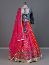 Pink silk bandhani navratri wear lehenga choli