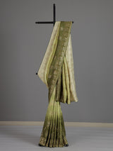 Mehendi green dola silk festive saree with graceful embellishments