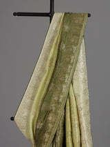 Mehendi green dola silk festive saree with graceful embellishments