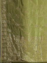 Mehendi green dola silk festive saree with graceful embellishments