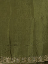 Mehendi green dola silk festive saree with graceful embellishments