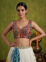 Off white multicolor navratri lehenga choli
