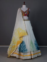 Off white multicolor navratri lehenga choli