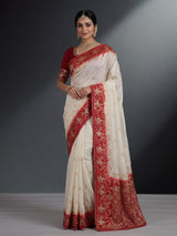 Off white dola silk shaded saree with elegant festive
