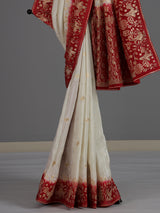 Off white dola silk shaded saree with elegant festive