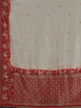 Off white dola silk shaded saree with elegant festive