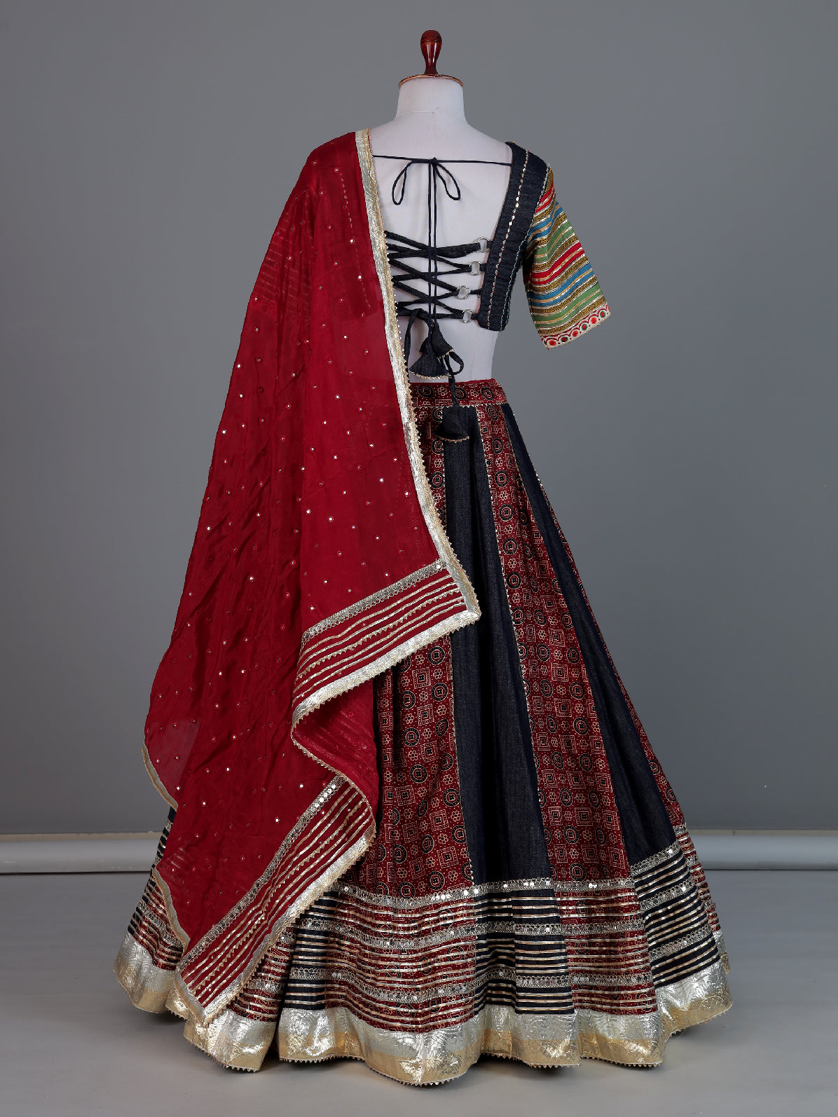 Black multicolor traditional navratri wear lehenga choli