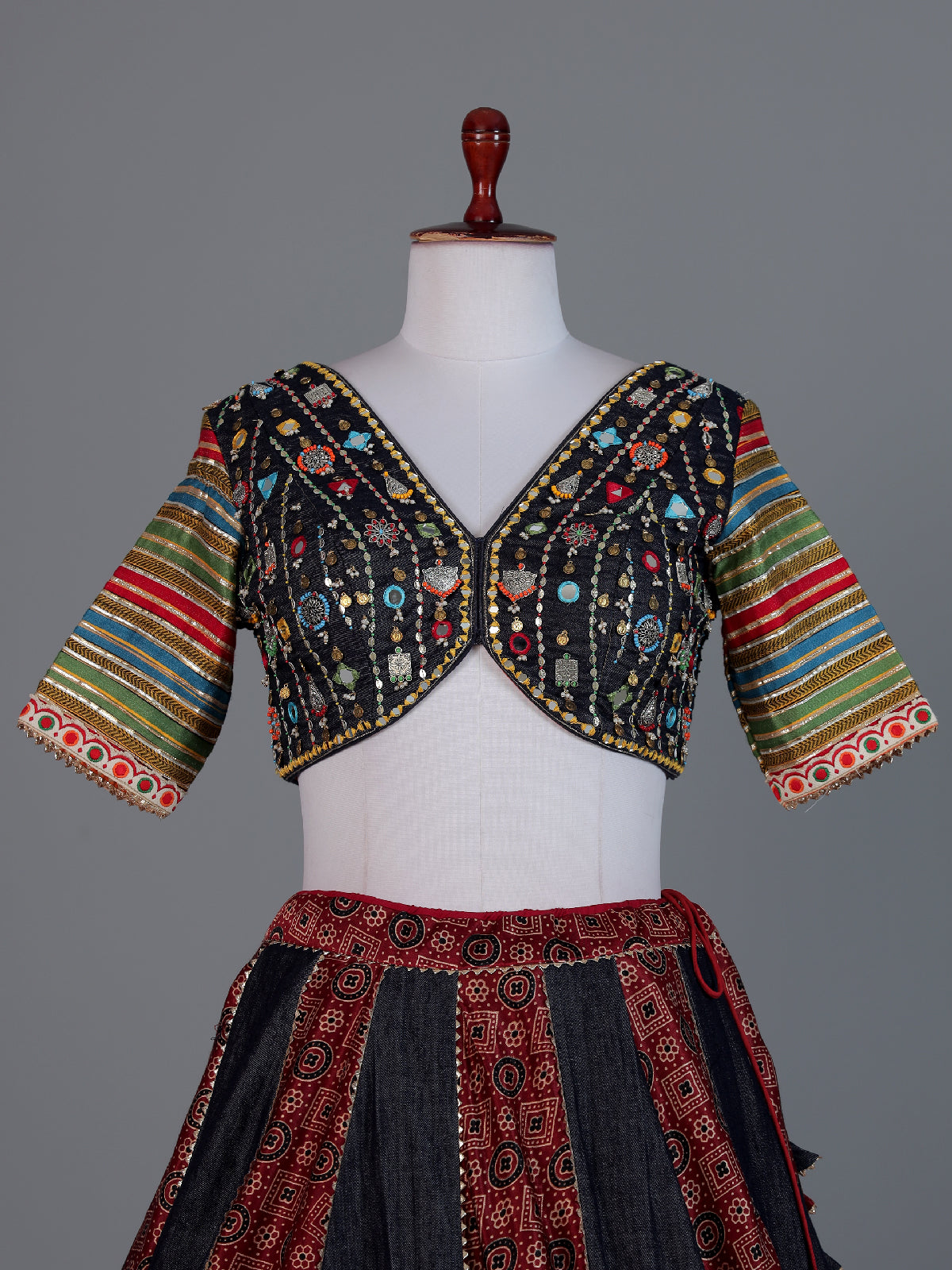Black multicolor traditional navratri wear lehenga choli
