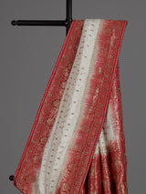 White dola silk elegant festive saree with luxurious embellishments