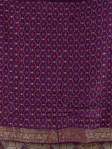 Purple bandhej printed dola silk saree with royal festive charm