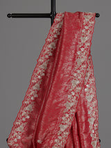 Red tissue silk designer saree with luxurious festive