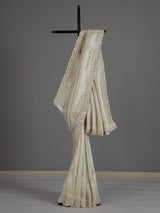 Off white ziraf silk festive saree with premium handcrafted details