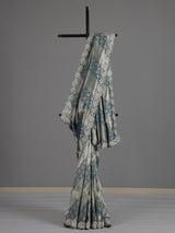 Teal blue tissue silk designer saree with elegant festive work