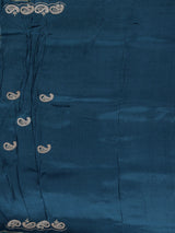Teal blue tissue silk designer saree with elegant festive work