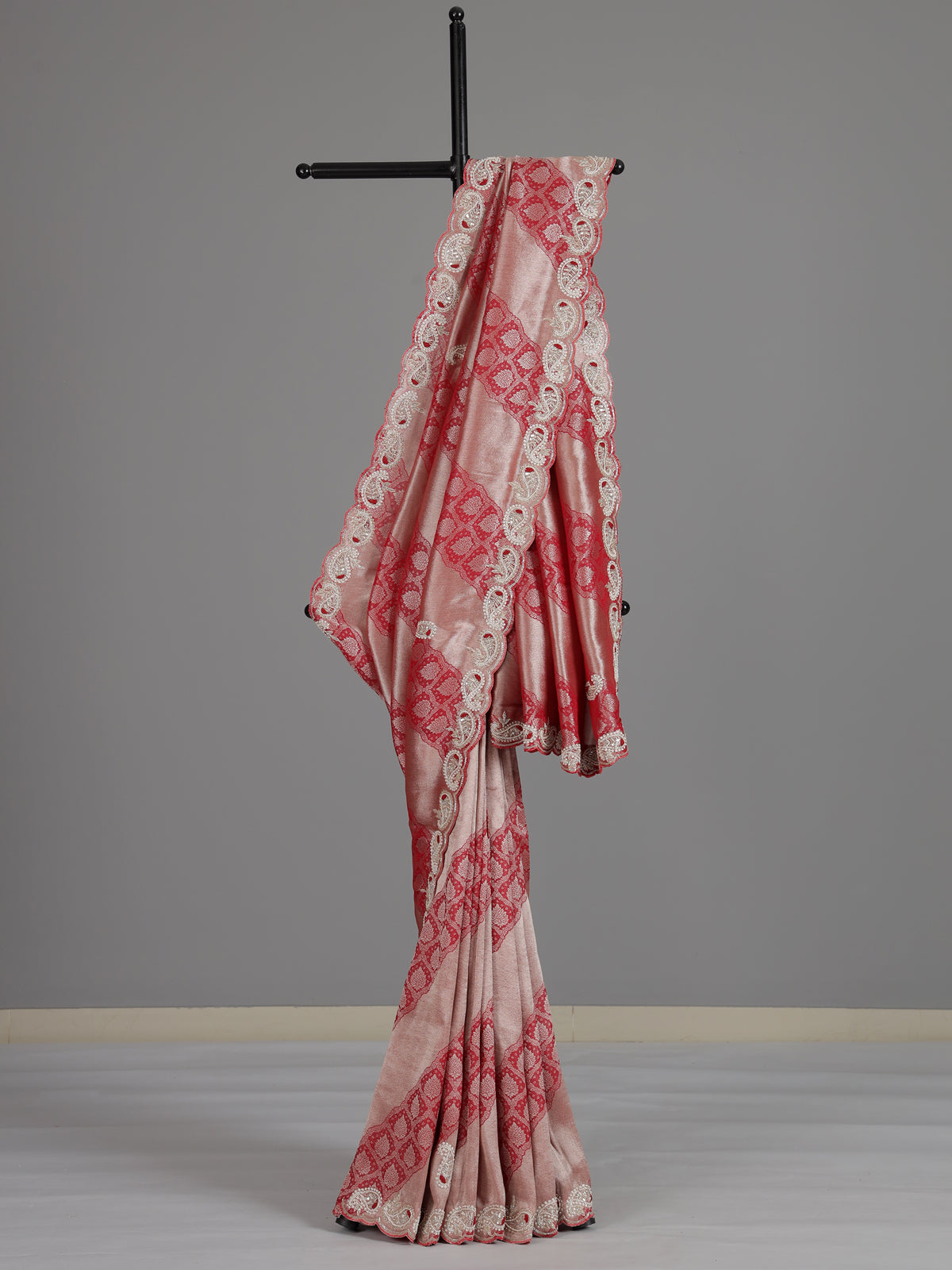 Red tissue silk bridal festive saree