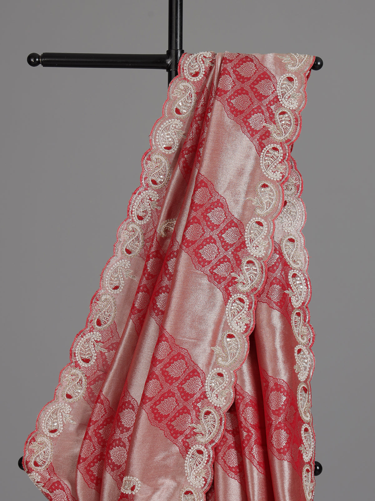 Red tissue silk bridal festive saree