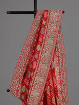 Red bandhani georgette designer saree with festive wear
