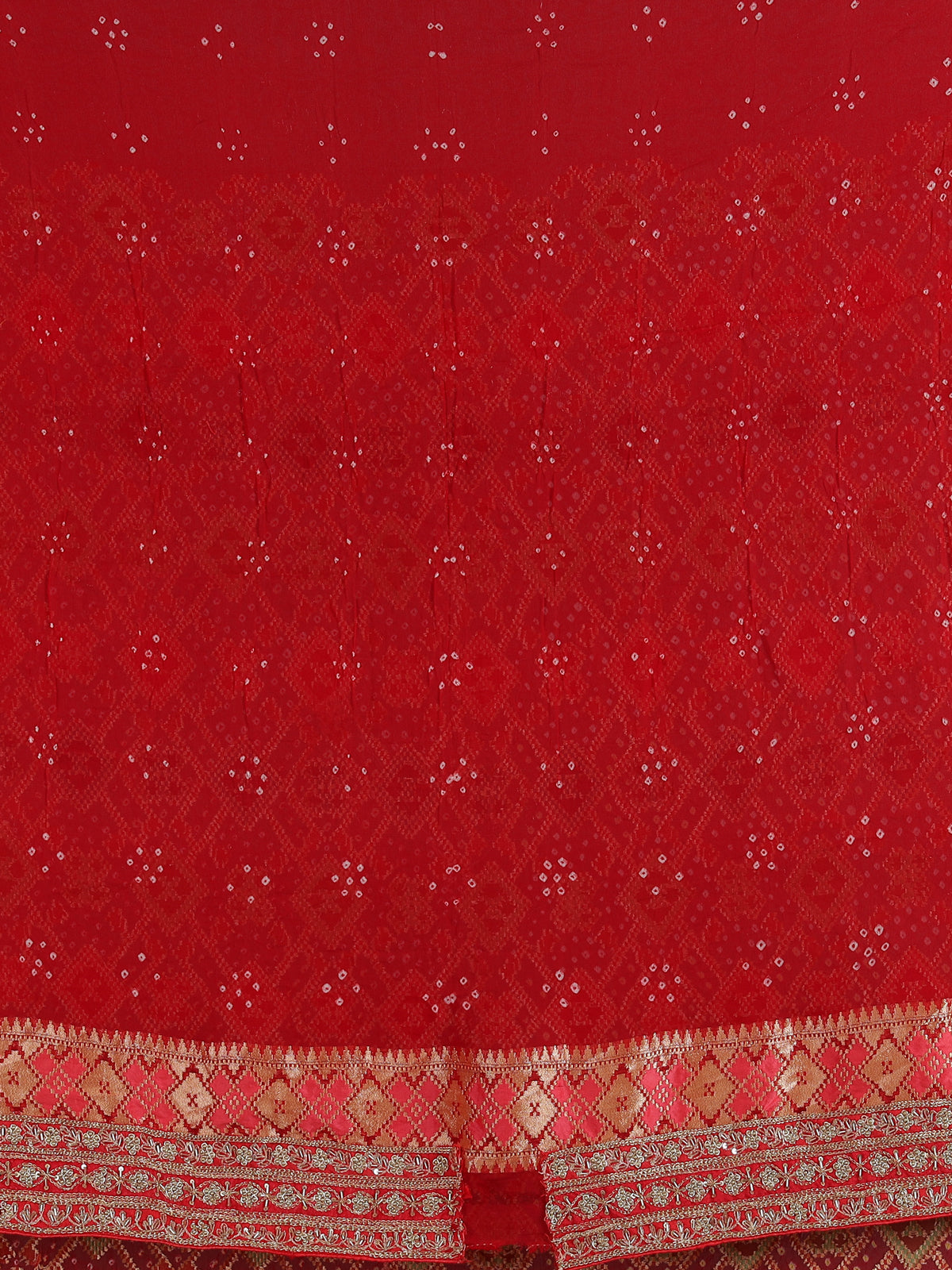 Red bandhani georgette designer saree with festive wear