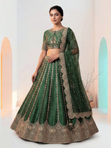 Pastel green silk unstitched wedding wear lehenga choli