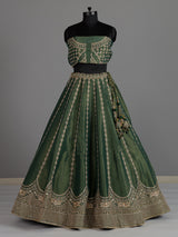 Pastel green silk unstitched wedding wear lehenga choli