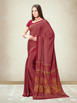 Maroon crepe silk stylish printed saree for daily elegant wear