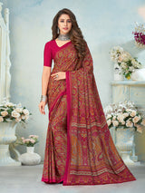 Magenta crepe silk elegant printed saree for everyday ethnic fashion