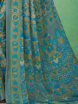 Grey floral printed crepe silk casual saree