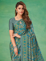 Grey floral printed crepe silk casual saree